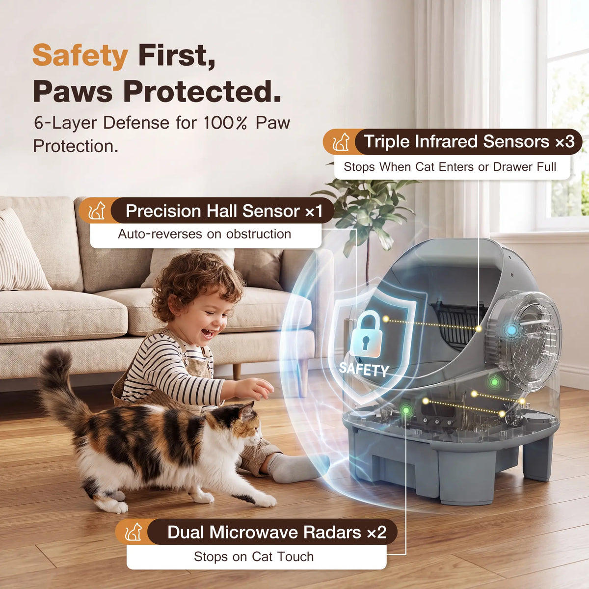 Alifuraha Smart Self-Cleaning Automatic Portable Litter Box - Open-Top, 3.5Lbs-22Lbs Cats, Large Capacity, App-Free & Plug-And-Play, 4-Layer Safety, Easy-Washable Drum, 15-Day Waste Hold, Scoop-Free, 3-Minute Deep Clean, Odor Control, Auto/Manual Modes