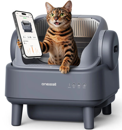 Sohochic Oneisall Smart Self-Cleaning Litter Box , Open-Top Easy Rinse Structure, APP Remote Control, 11L Big Waste Drawer for Adult Large Cats