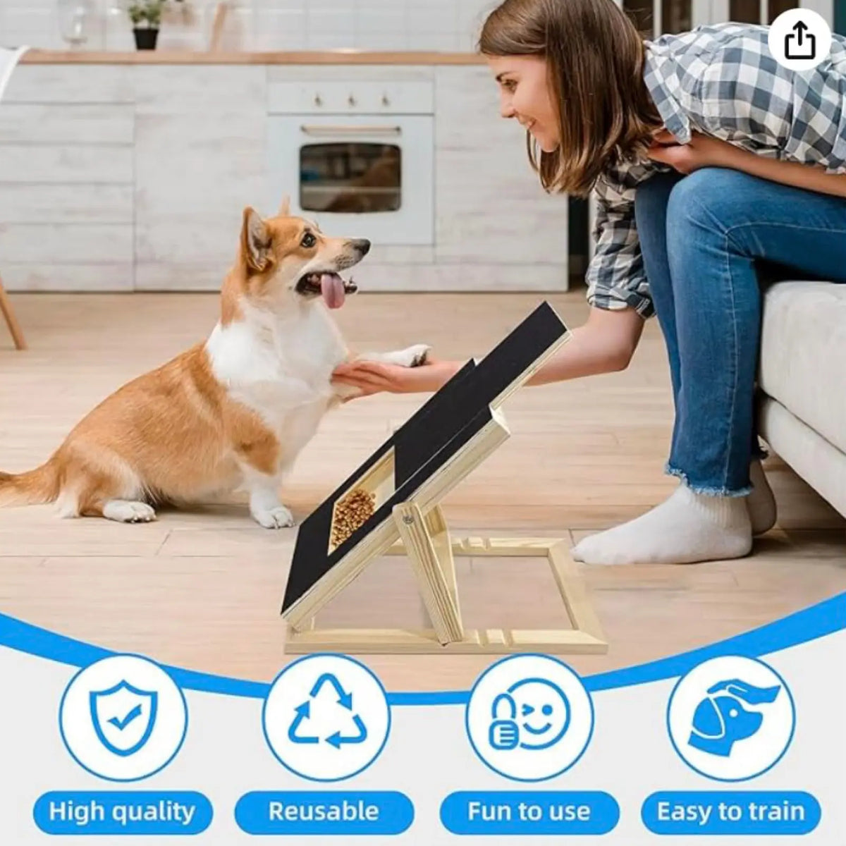 Dog Nail Scratch Board with Treat Drawer - Durable Wooden Nail Filing Pad for All Breeds (Adjustable)