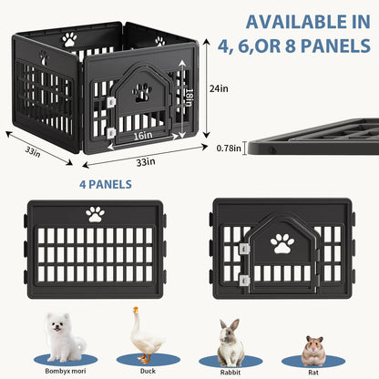 Sweetcrispy S Plastic Panel Dog Playpen - Pet Enclosure with Multiple Panel Sets, Tool-Free Setup, Custom Configuration, Flexible Shape, Secure Latch, Secure Door Closure