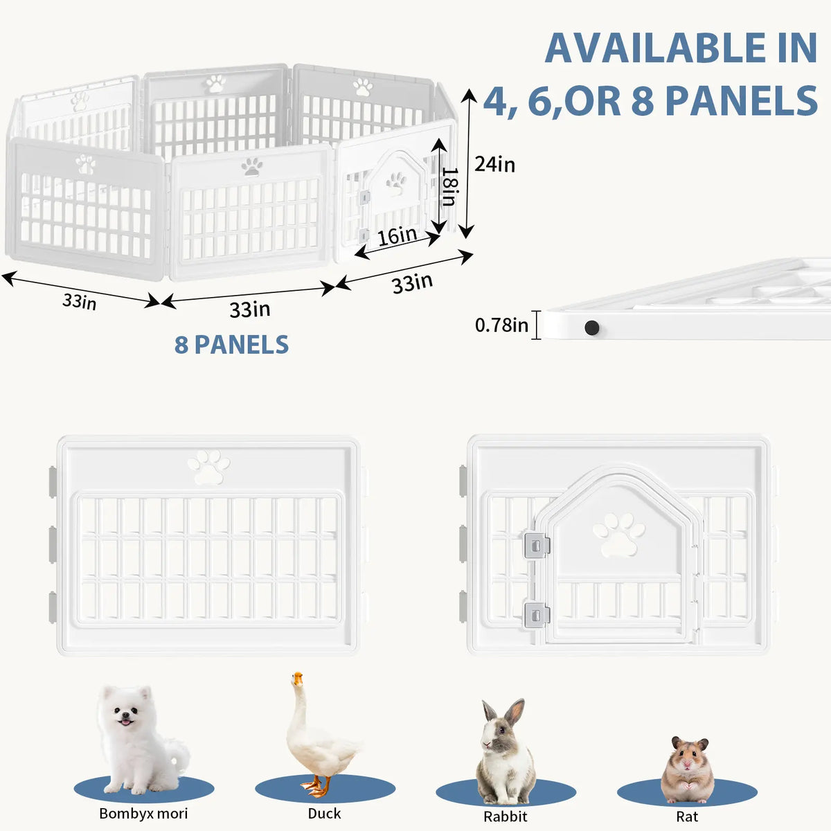 Sweetcrispy S Plastic Panel Dog Playpen - Pet Enclosure with Multiple Panel Sets, Tool-Free Setup, Custom Configuration, Flexible Shape, Secure Latch, Secure Door Closure