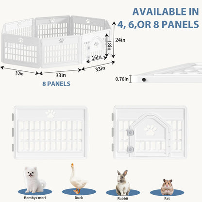 Sweetcrispy S Plastic Panel Dog Playpen - Pet Enclosure with Multiple Panel Sets, Tool-Free Setup, Custom Configuration, Flexible Shape, Secure Latch, Secure Door Closure