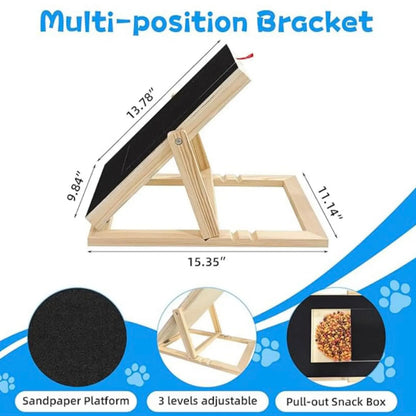 Dog Nail Scratch Board with Treat Drawer - Durable Wooden Nail Filing Pad for All Breeds (Adjustable)
