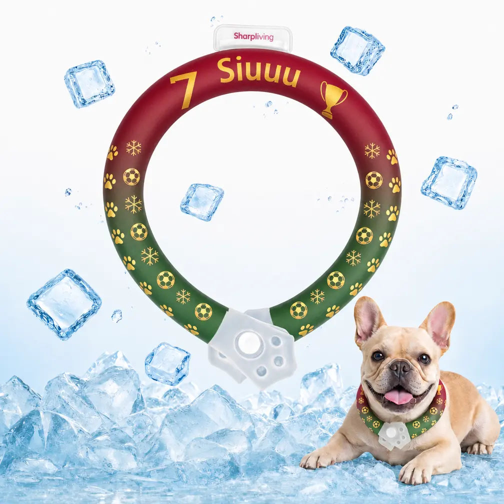 Reusable Pet Cooling Collar - TPU Eco-Friendly Customized Collar with Advanced Phase Change Material 64°F Ice Ring, No Condensation Sweat-Free Neck Wrap, Fast Freeze Instant Chill Panting Reduction for Small/Large Dogs, Summer Beach Trips