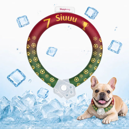 Reusable Pet Cooling Collar - TPU Eco-Friendly Customized Collar with Advanced Phase Change Material 64°F Ice Ring, No Condensation Sweat-Free Neck Wrap, Fast Freeze Instant Chill Panting Reduction for Small/Large Dogs, Summer Beach Trips