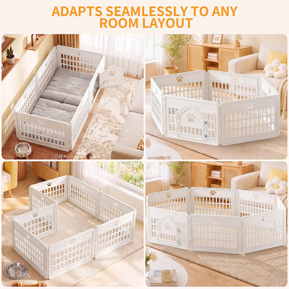 Sweetcrispy S Plastic Panel Dog Playpen - Pet Enclosure with Multiple Panel Sets, Tool-Free Setup, Custom Configuration, Flexible Shape, Secure Latch, Secure Door Closure