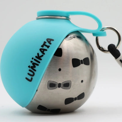 Lumikata 2-in-1 Portable Dog Water Bottle - 10oz Stainless Steel with Silicone Foldable Bowl, Leak-Proof Design for Small Dogs, Ideal for Walking and Feeding Supplies