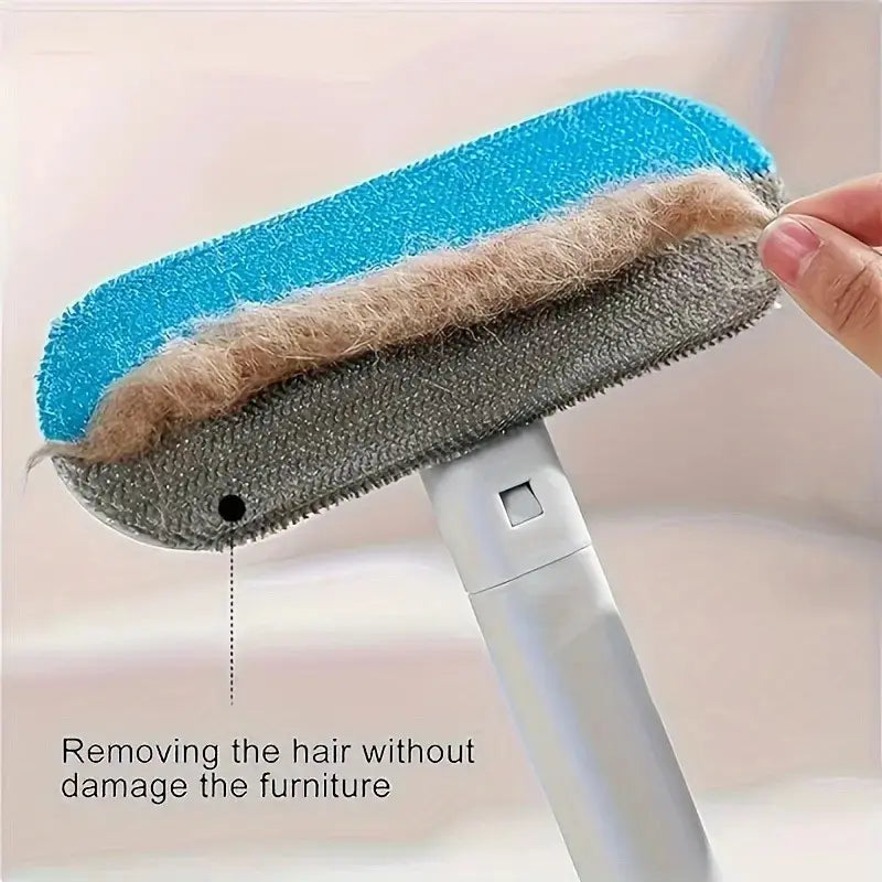 Upgraded Reusable Pet Hair Remover Brush - 17.3-In Extra-Long Handle Lint Cleaner for Dog & Cat Grooming Supplies, Couch, Bedding with Efficient Clean, Washable Design