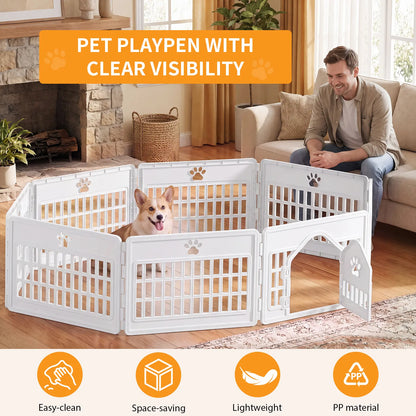 Sweetcrispy S Plastic Panel Dog Playpen - Pet Enclosure with Multiple Panel Sets, Tool-Free Setup, Custom Configuration, Flexible Shape, Secure Latch, Secure Door Closure