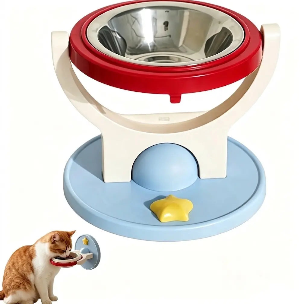 Elevated Stainless Steel Cat Bowl - 2-in-1 Wall-Mount or Floor-Standing Design, Neck-Friendly, Robot Vacuum Compatible, Easy to Clean for Indoor Cats