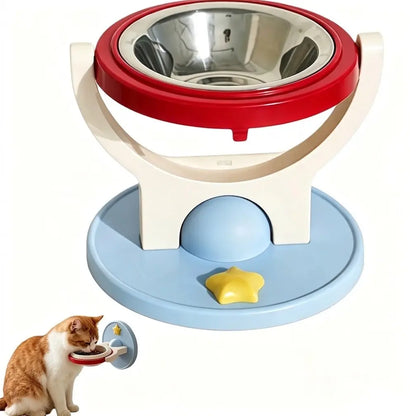 Elevated Stainless Steel Cat Bowl - 2-in-1 Wall-Mount or Floor-Standing Design, Neck-Friendly, Robot Vacuum Compatible, Easy to Clean for Indoor Cats