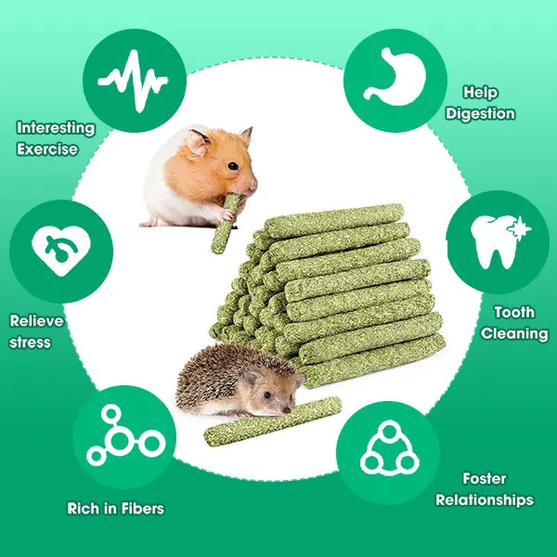 45 PCS Plant-Based High-Fiber Rabbit Molar Chew Sticks Set Pack - No Glue, Sweet Bamboo & Timothy Hay Mix, Digestion Aid, High Fiber for Healthy Gut, Helps Relieve Tension, Small Pet Treats for Rabbits