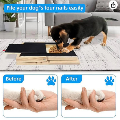 Dog Nail Scratch Board with Treat Drawer - Durable Wooden Nail Filing Pad for All Breeds (Adjustable)