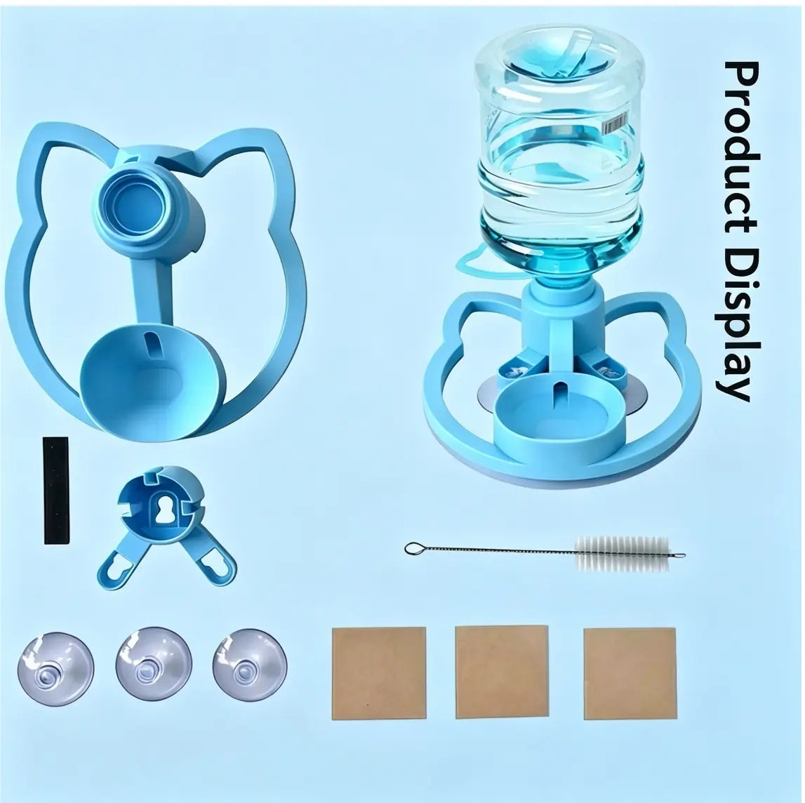 Gravity Auto-Refill Pet Water Dispenser with Water Bottle - Food-Grade ABS, No-Electric, Spill-Proof, Stable Bowl for Cats, Small Dogs, Keeps Clean Floors (Pink, Blue Options)
