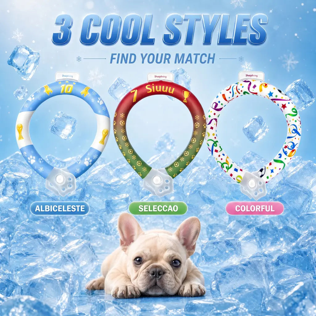 Reusable Pet Cooling Collar - TPU Eco-Friendly Customized Collar with Advanced Phase Change Material 64°F Ice Ring, No Condensation Sweat-Free Neck Wrap, Fast Freeze Instant Chill Panting Reduction for Small/Large Dogs, Summer Beach Trips