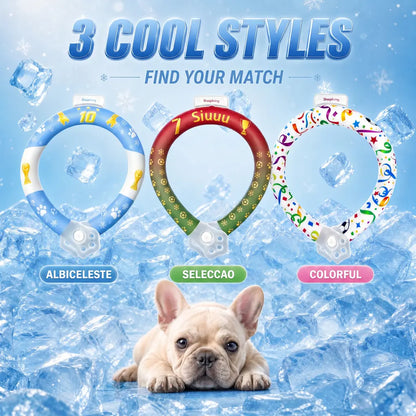 Reusable Pet Cooling Collar - TPU Eco-Friendly Customized Collar with Advanced Phase Change Material 64°F Ice Ring, No Condensation Sweat-Free Neck Wrap, Fast Freeze Instant Chill Panting Reduction for Small/Large Dogs, Summer Beach Trips