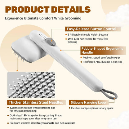 Self-Cleaning Deshedding Slicker Comb for Dogs and Cats - Universal One-Click Release Brush for Effective Shed Control and Easy Maintenance