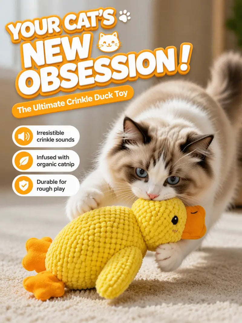 UQIOZ Catnip Plush Interactive Wand Toy - Durable Chew-Resistant Design with Crinkle Sound for Engaging Self-Play and Teasing Fun