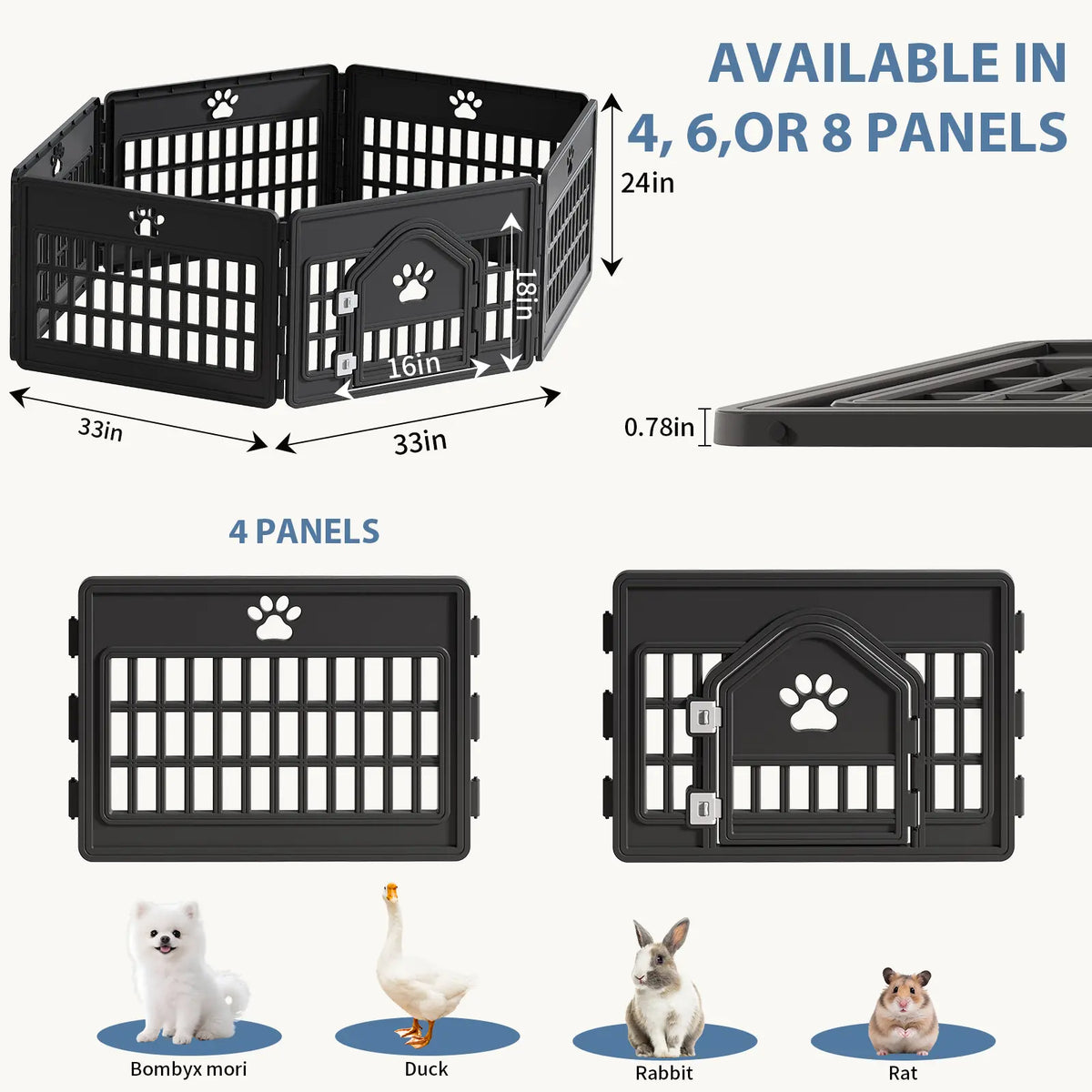 Sweetcrispy S Plastic Panel Dog Playpen - Pet Enclosure with Multiple Panel Sets, Tool-Free Setup, Custom Configuration, Flexible Shape, Secure Latch, Secure Door Closure