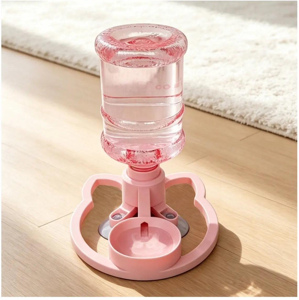 Gravity Auto-Refill Pet Water Dispenser with Water Bottle - Food-Grade ABS, No-Electric, Spill-Proof, Stable Bowl for Cats, Small Dogs, Keeps Clean Floors (Pink, Blue Options)