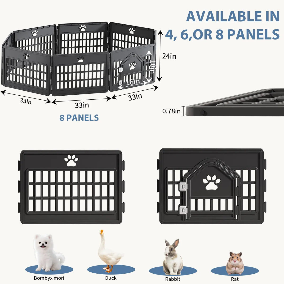 Sweetcrispy S Plastic Panel Dog Playpen - Pet Enclosure with Multiple Panel Sets, Tool-Free Setup, Custom Configuration, Flexible Shape, Secure Latch, Secure Door Closure