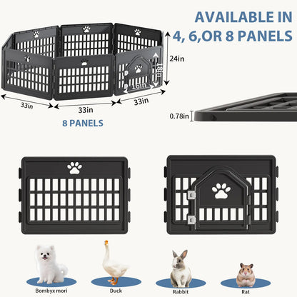 Sweetcrispy S Plastic Panel Dog Playpen - Pet Enclosure with Multiple Panel Sets, Tool-Free Setup, Custom Configuration, Flexible Shape, Secure Latch, Secure Door Closure