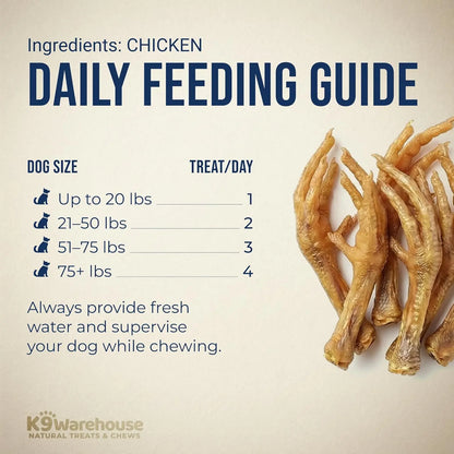 K9Warehouse Chicken Feet for Dogs - 30 Count Package