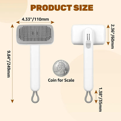Self-Cleaning Deshedding Slicker Comb for Dogs and Cats - Universal One-Click Release Brush for Effective Shed Control and Easy Maintenance