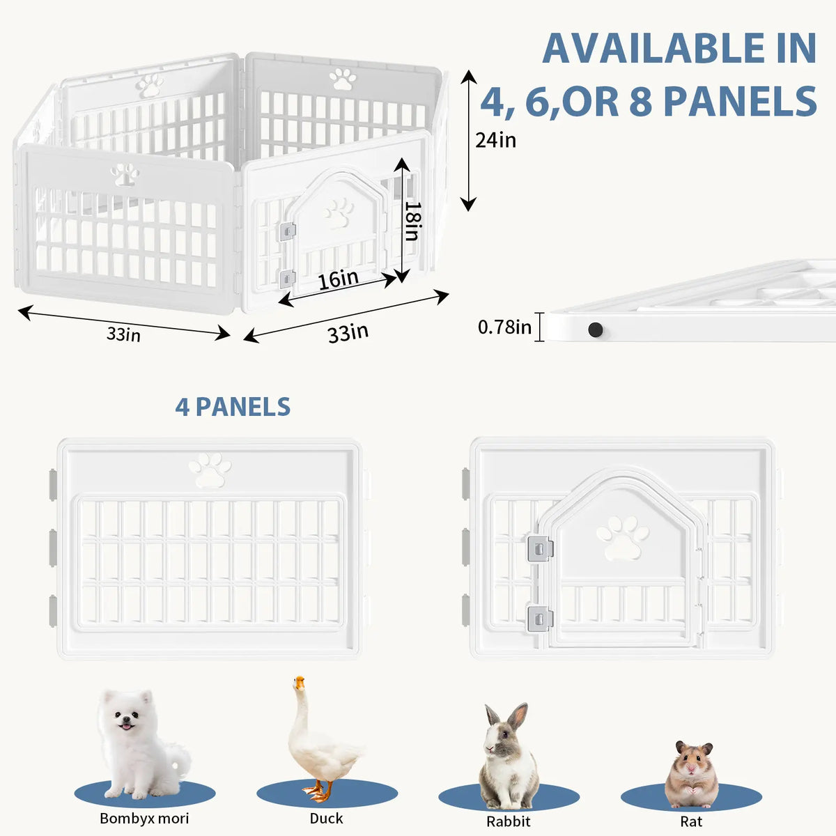 Sweetcrispy S Plastic Panel Dog Playpen - Pet Enclosure with Multiple Panel Sets, Tool-Free Setup, Custom Configuration, Flexible Shape, Secure Latch, Secure Door Closure