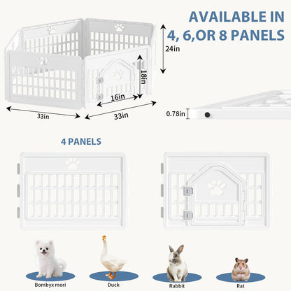 Sweetcrispy S Plastic Panel Dog Playpen - Pet Enclosure with Multiple Panel Sets, Tool-Free Setup, Custom Configuration, Flexible Shape, Secure Latch, Secure Door Closure