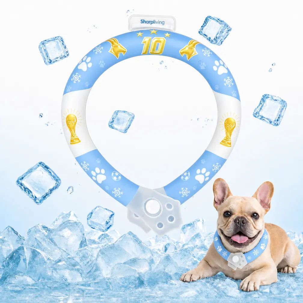 Reusable Pet Cooling Collar - TPU Eco-Friendly Customized Collar with Advanced Phase Change Material 64°F Ice Ring, No Condensation Sweat-Free Neck Wrap, Fast Freeze Instant Chill Panting Reduction for Small/Large Dogs, Summer Beach Trips