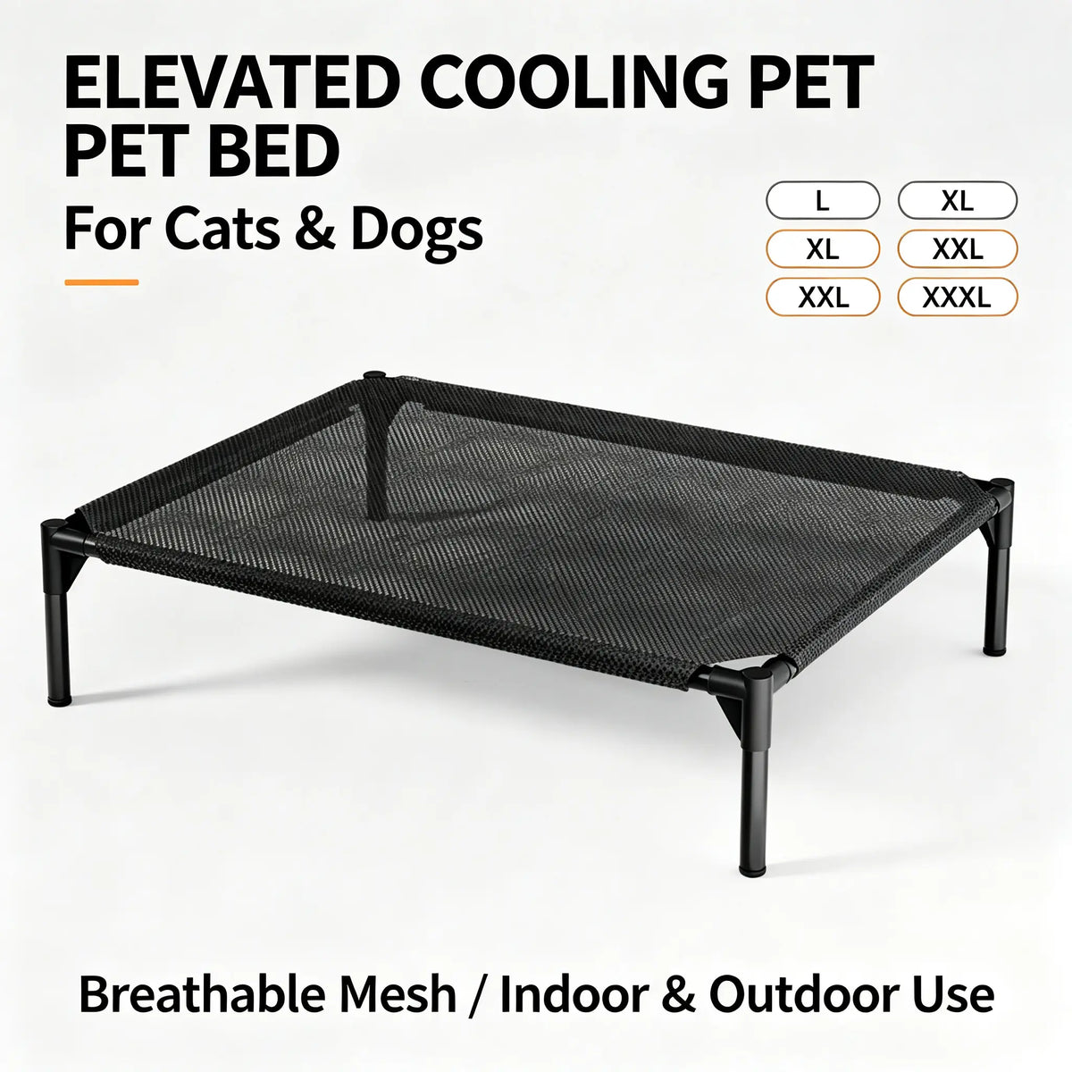 Classical Plain Elevated Cooling Pet Bed - Aluminum Frame, Breathable Mesh Design, Airflow Boost for Dogs & Cats, Comfy Human-Sized for Indoor-Outdoor Use