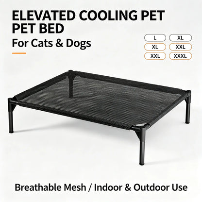 Classical Plain Elevated Cooling Pet Bed - Aluminum Frame, Breathable Mesh Design, Airflow Boost for Dogs & Cats, Comfy Human-Sized for Indoor-Outdoor Use
