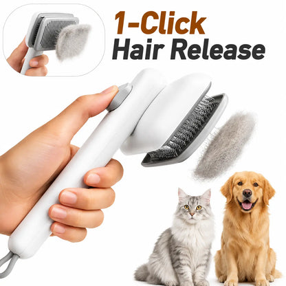 Self-Cleaning Deshedding Slicker Comb for Dogs and Cats - Universal One-Click Release Brush for Effective Shed Control and Easy Maintenance