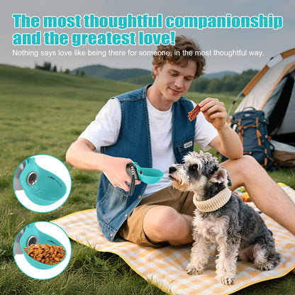 Lumikata 2-in-1 Portable Dog Water Bottle - 10oz Stainless Steel with Silicone Foldable Bowl, Leak-Proof Design for Small Dogs, Ideal for Walking and Feeding Supplies