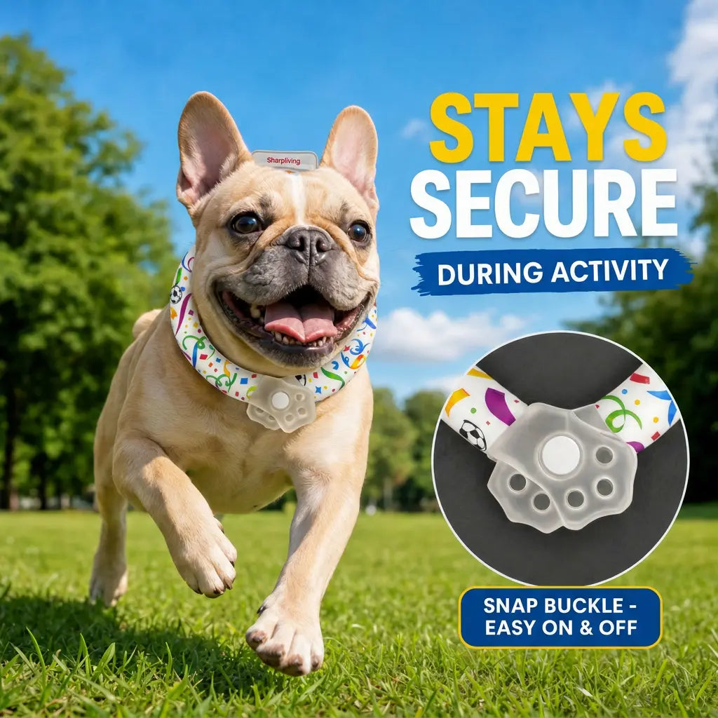 Reusable Pet Cooling Collar - TPU Eco-Friendly Customized Collar with Advanced Phase Change Material 64°F Ice Ring, No Condensation Sweat-Free Neck Wrap, Fast Freeze Instant Chill Panting Reduction for Small/Large Dogs, Summer Beach Trips