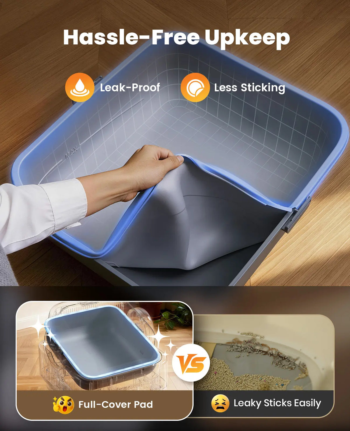 Sohochic Oneisall Smart Self-Cleaning Litter Box , Open-Top Easy Rinse Structure, APP Remote Control, 11L Big Waste Drawer for Adult Large Cats
