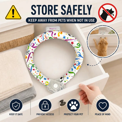 Reusable Pet Cooling Collar - TPU Eco-Friendly Customized Collar with Advanced Phase Change Material 64°F Ice Ring, No Condensation Sweat-Free Neck Wrap, Fast Freeze Instant Chill Panting Reduction for Small/Large Dogs, Summer Beach Trips