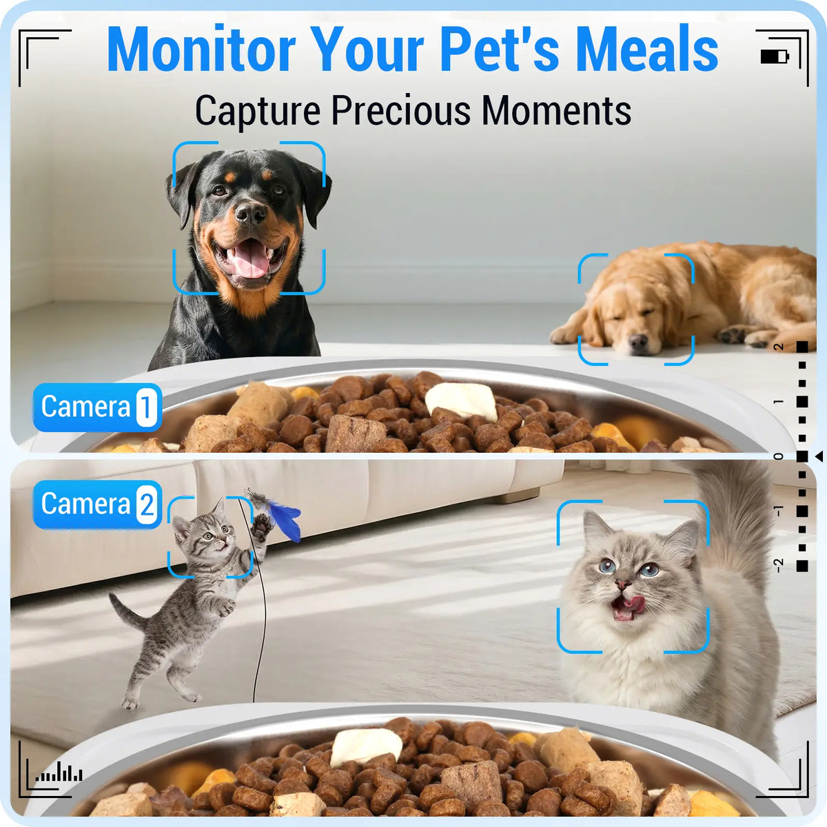 Frienhund Dual Camera Smart Pet Feeder – CHOOSE: with CAMERA / NO CAMERA, with 7L Dry Food Capacity, 1080P HD Monitoring, Night Vision,Slow Feed Mod, App Remote Control, Timed & Portion Feeding, Dual Stainless Steel Bowls for Multi-Pet Homes, Dual Bowls