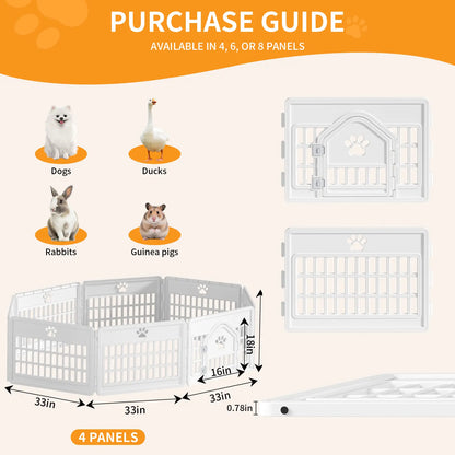 Sweetcrispy S Plastic Panel Dog Playpen - Pet Enclosure with Multiple Panel Sets, Tool-Free Setup, Custom Configuration, Flexible Shape, Secure Latch, Secure Door Closure