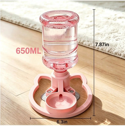 Gravity Auto-Refill Pet Water Dispenser with Water Bottle - Food-Grade ABS, No-Electric, Spill-Proof, Stable Bowl for Cats, Small Dogs, Keeps Clean Floors (Pink, Blue Options)