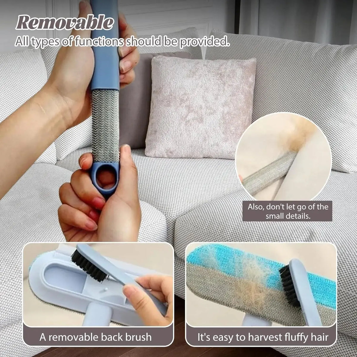Upgraded Reusable Pet Hair Remover Brush - 17.3-In Extra-Long Handle Lint Cleaner for Dog & Cat Grooming Supplies, Couch, Bedding with Efficient Clean, Washable Design