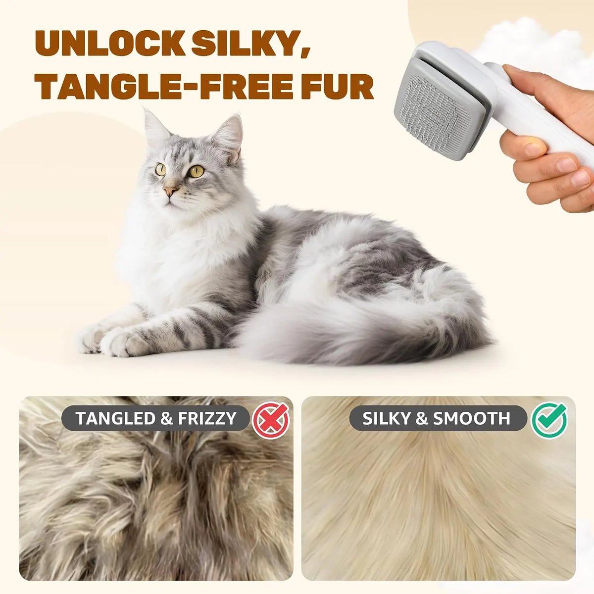 Self-Cleaning Deshedding Slicker Comb for Dogs and Cats - Universal One-Click Release Brush for Effective Shed Control and Easy Maintenance