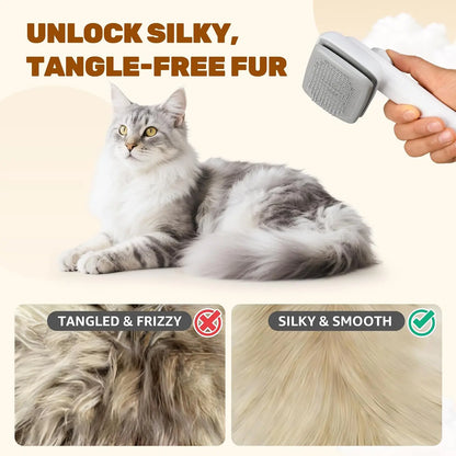 Self-Cleaning Deshedding Slicker Comb for Dogs and Cats - Universal One-Click Release Brush for Effective Shed Control and Easy Maintenance