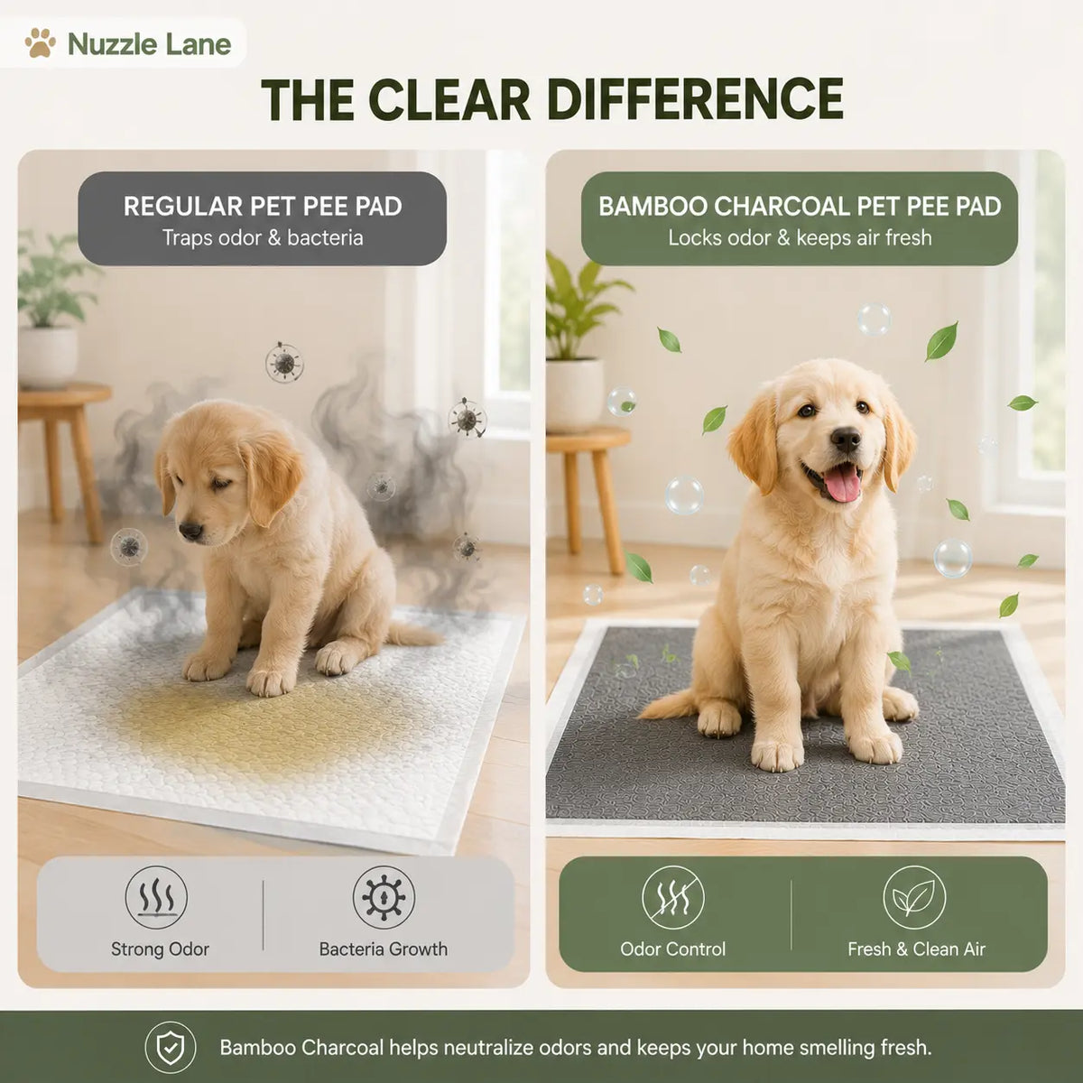 Disposable Puppy Pee Pads with Carbon Layer - Quick-Dry, Leakproof Dog Potty Pads for Puppy Potty Training and Housebreaking